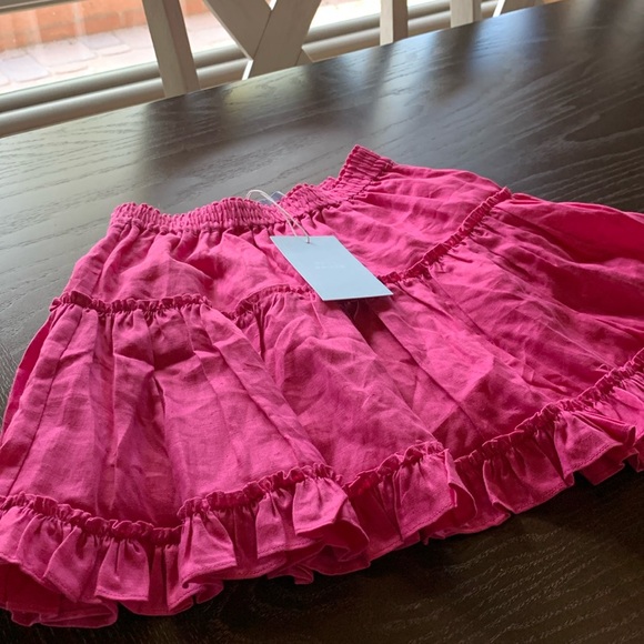 New Hill House The Paz Skirt pink size small linen ruffle feminine beachy preppy - Picture 12 of 12